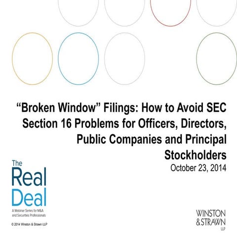 The Real Deal Webinar Series: “Broken Window” Filings | PDF