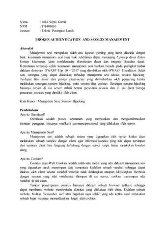 Broken Authentication and Session Manajement