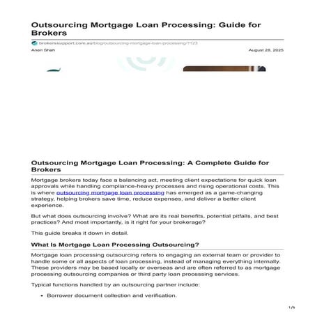 Mortgage Loan Outsourcing: Broker’s Guide | PDF