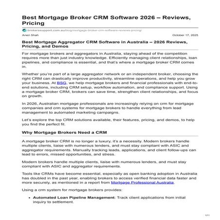 Top Mortgage Broker CRM Software 2026 – Reviews & Cost | PDF