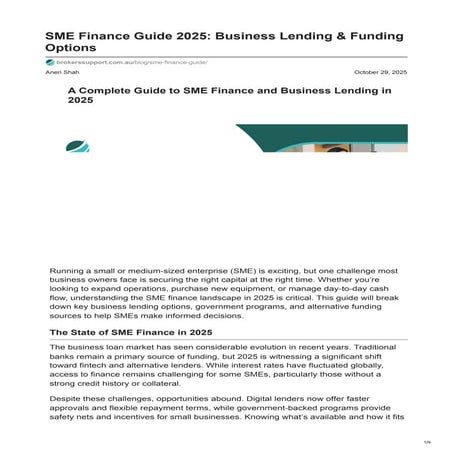 Business Finance 2025: SME Lending Guide