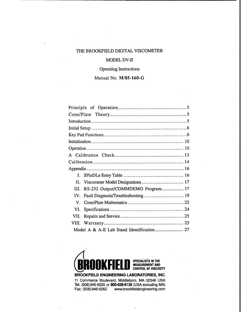 Brookfield dvii manual