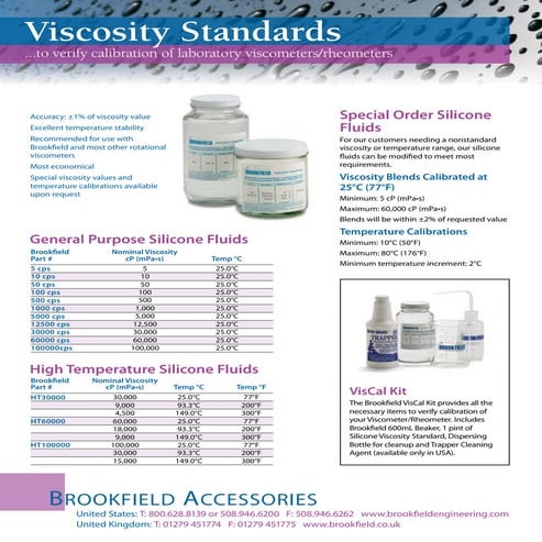 Brookfield Viscosity Standards