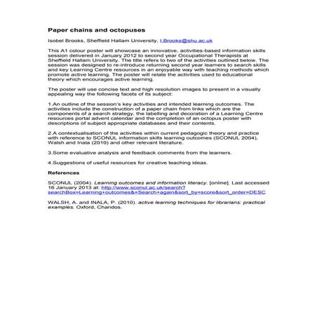 Brooks - Paper chains and octopuses (poster)