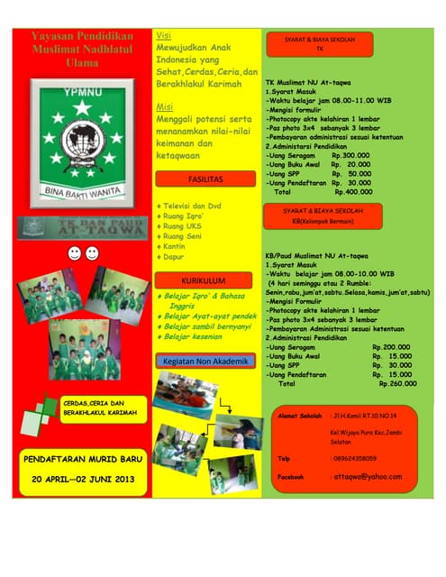 Brosur paud embun pagi cimahi selatan 2013