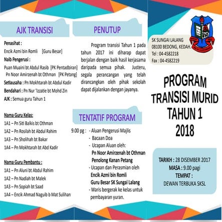 Program Transisi Tahun 1 SK Sungai Lalang: Memudahkan Peralihan ...