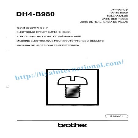Brother b980 eyelet button hole sewing machine book spare parts manual ...