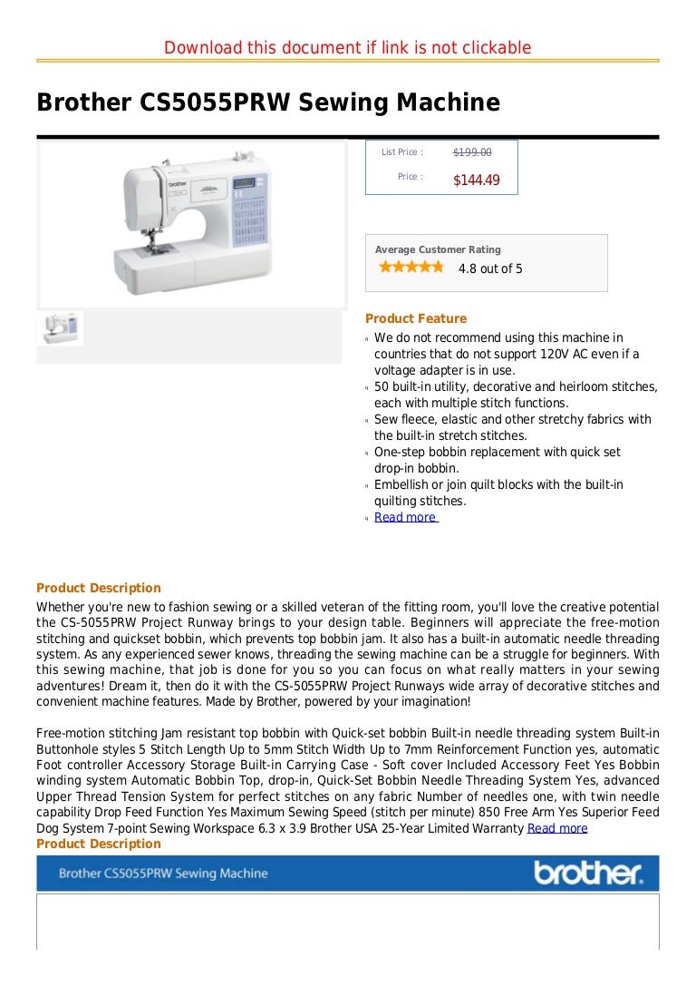 Brother cs5055 prw sewing machine