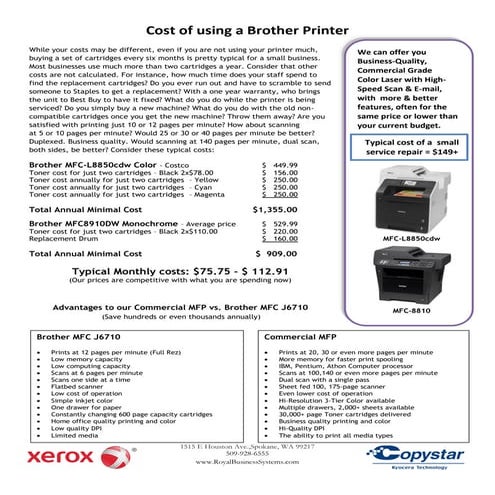 Brother vs. commercial copier 1 page