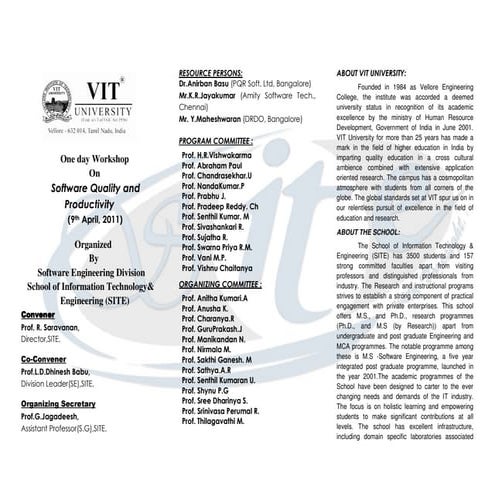 Workshop on Software Quality