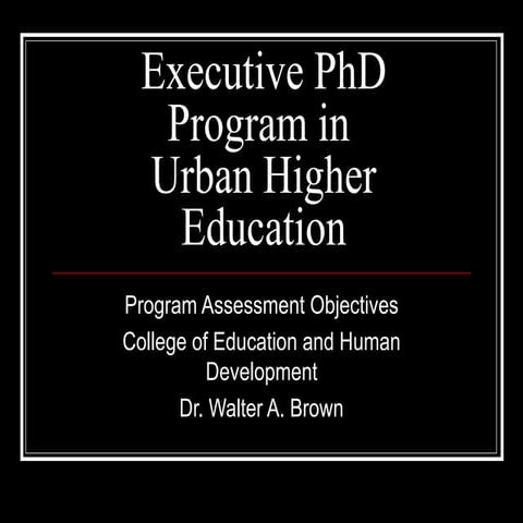 Assessment in the Executive Ph.D. Program in Urban Higher Education - Brown