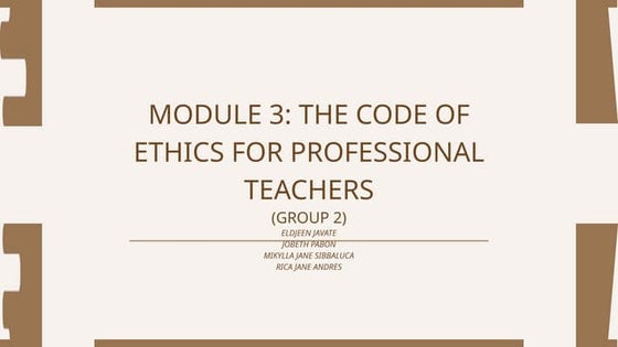 Code Of Ethics For Professional Teachers Pptx