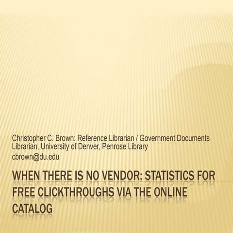 When there is no Vendor: Statistics for Free Clickthroughs via the Online Cat...