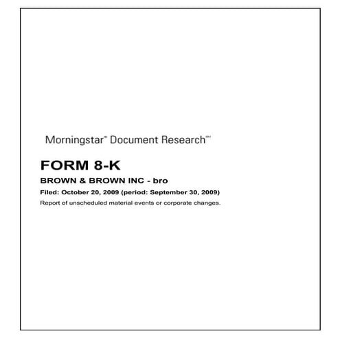 Q3 2009 Earning Report of Brown & Brown