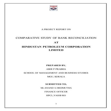 Bank Reconciliation Statement Study At HPCL Mumbai