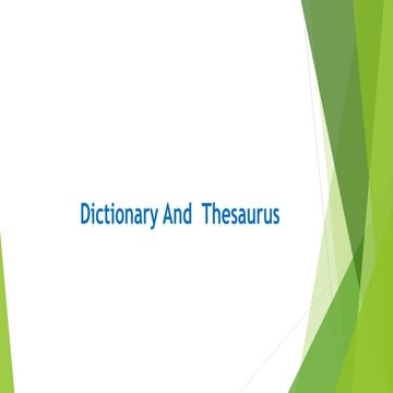 Dictionary and Thesaurus | PPT