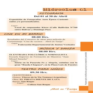 Programa Abril Cultural en Tarija 2015