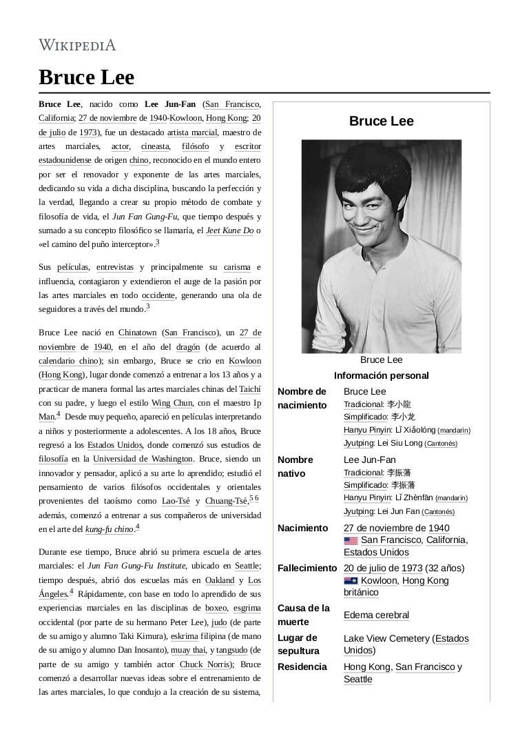 Que Arte Marcial Practicaba Bruce Lee Bruce lee