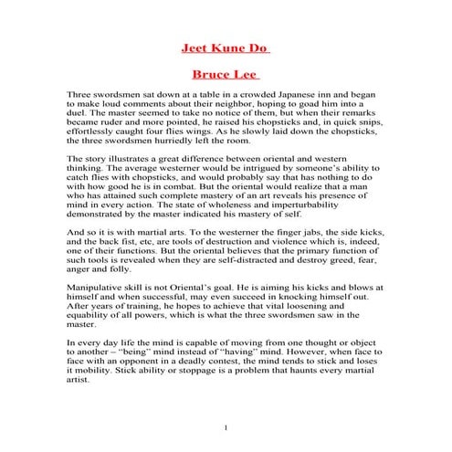 Bruce lee   essay on jeet kune