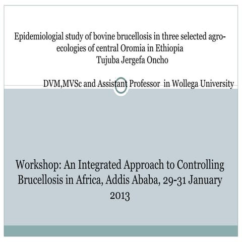 Epidemiologial study of bovine brucellosis in three selected agro-ecologies o...