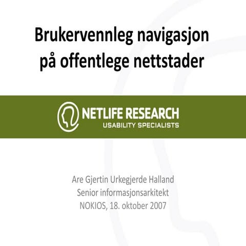 Brukervennleg navigasjon i offentlege nettenester