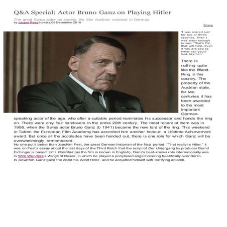 Bruno gantz on playing hitler
