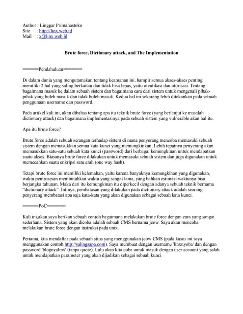 Bruteforce basic (paper) - linx