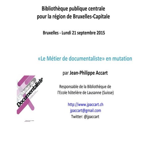 Le Métier de documentaliste en mutation