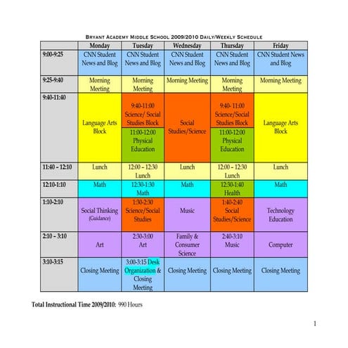 Bryant Academy Ms Schedul