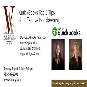 Quickbooks Top 5 Tips for Effective Bookkeeping / Top 5 Tax Tips - Bryant, Sp...