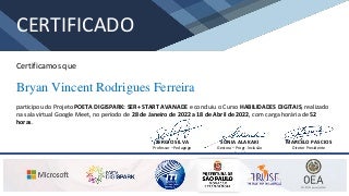 Bryan Vincent Rodrigues Ferreira - Certificado de Habilidades sociais.