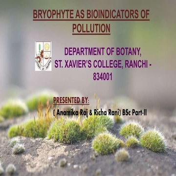Bryophyte as bioindicators of pollution