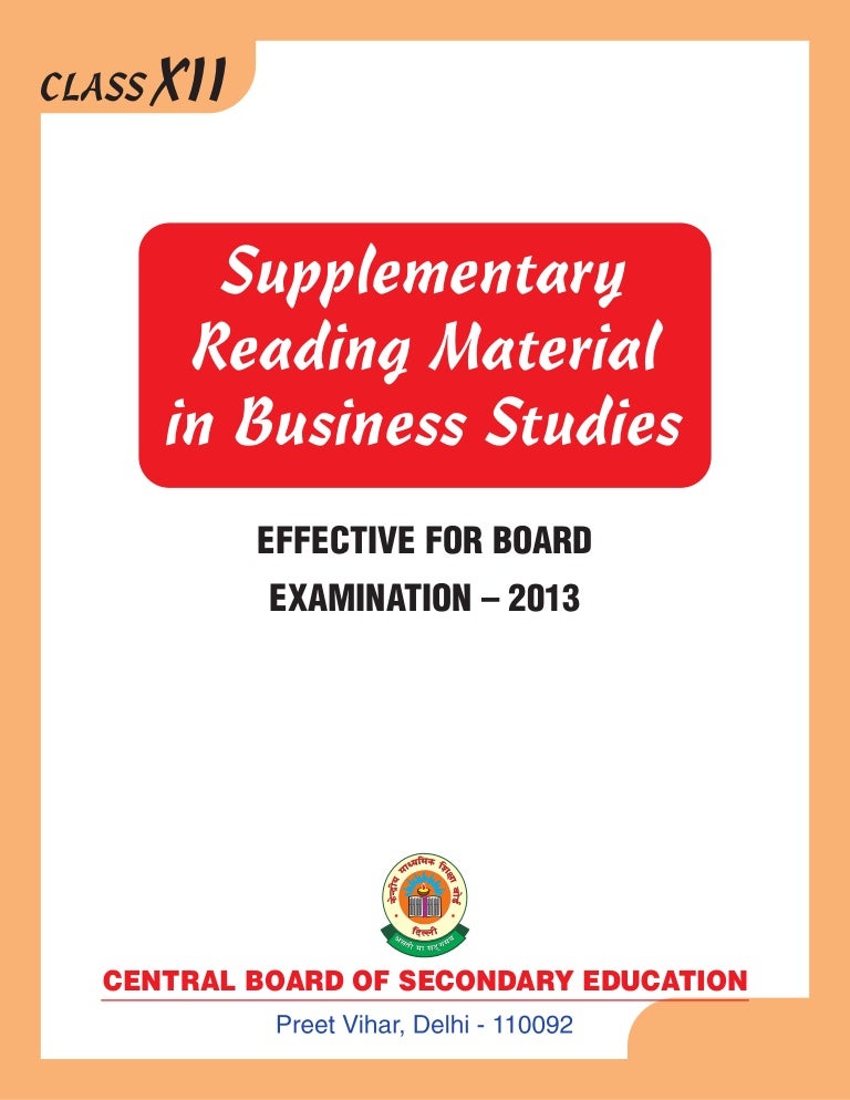 supplementary reading material in business studies for class 12 (pla…