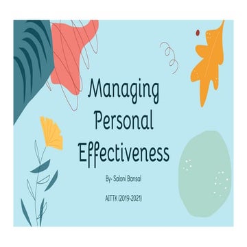 Managing Personal effectiveness