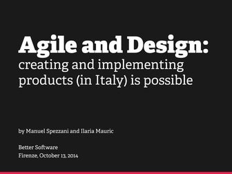 Agile and Design: creating and implementing products (in Italy) is possible