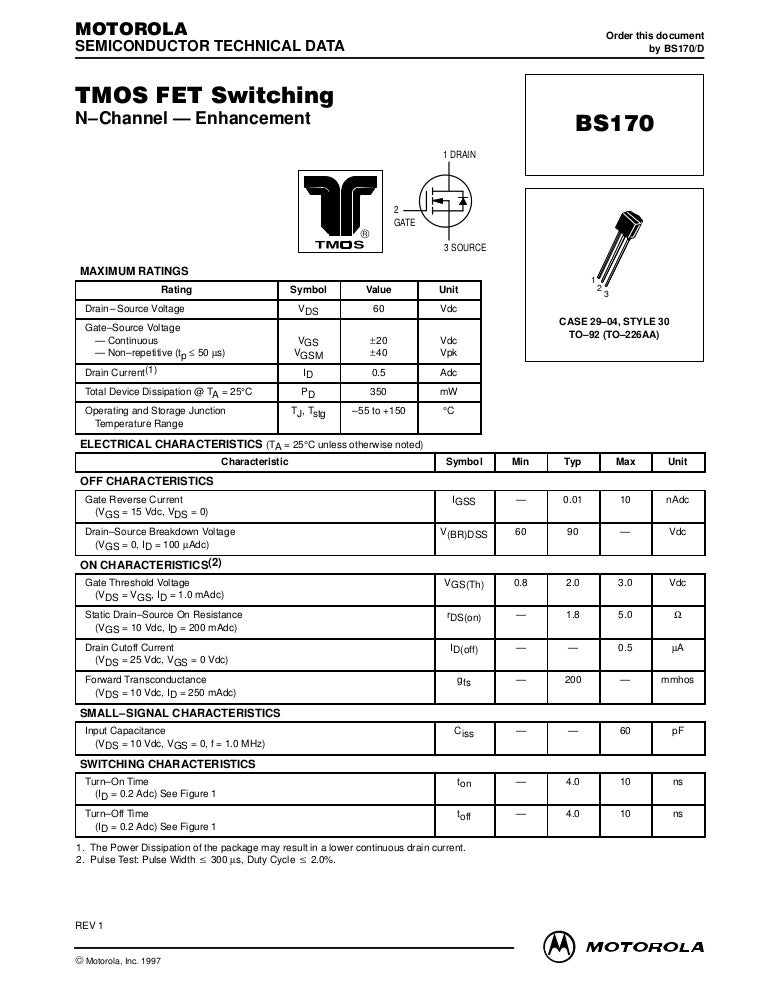 BS170 Transistor data sheet