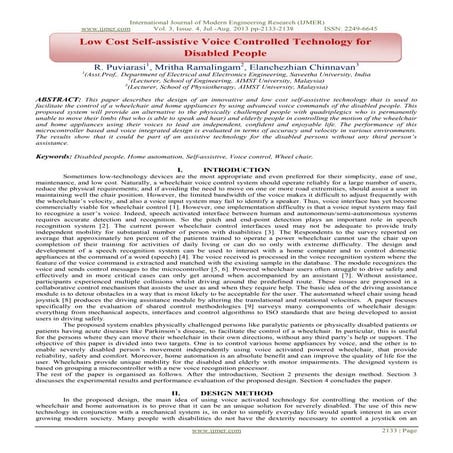 Low Cost Self-assistive Voice Controlled Technology for Disabled People