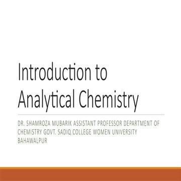 Introduction to Analytical Chemistry,...