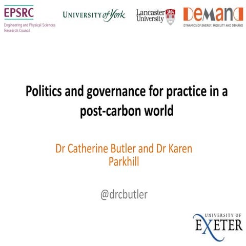 Politics & Governance for Practice in a Post-Carbon World