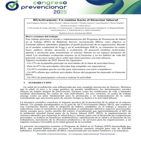BSActivament: un camino hacia el bienestar laboral en una organización sanitaria