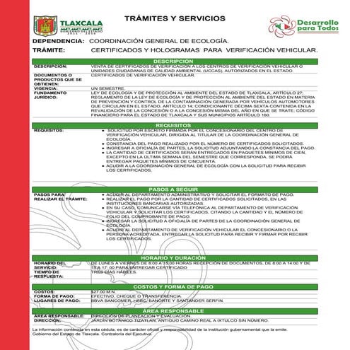 Certificados y hologramas para verificacion vehicular