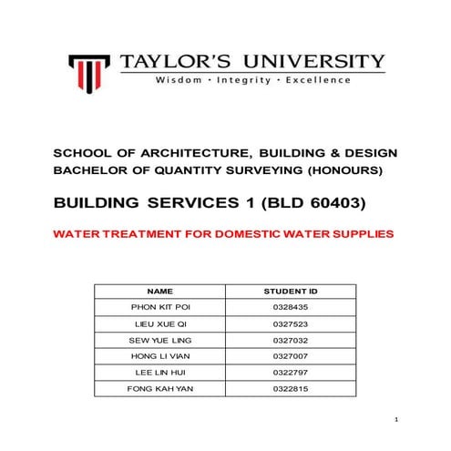 Water treatment-for-domestic-water-supply - Report