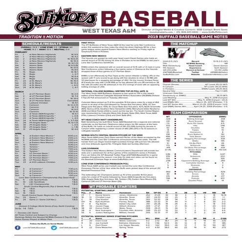 WT Baseball Game Notes (1-31-19) | PDF