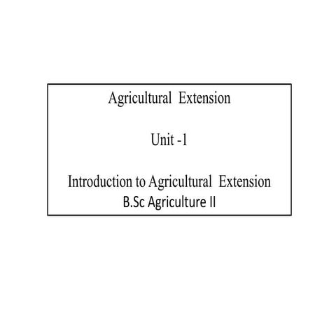 B Sc Agri II Agricultural Extansion Unit 1  Introduction To Agricultural Exte...
