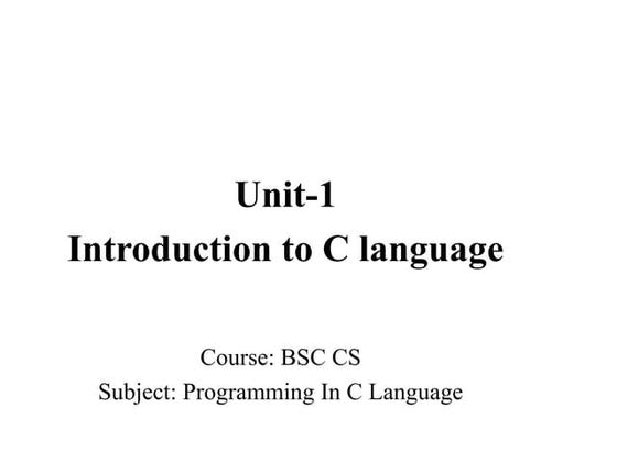 Notes of c programming 1st unit BCA I SEM | PDF