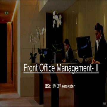 Front office management in hotels