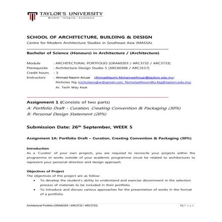 SEM 6 : PORTFOLIO PROJECT BRIEF 