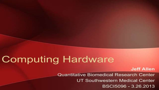 Scientific Computing - Hardware