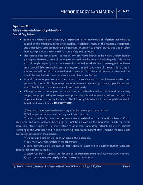 B sc I sem BIOTECHNOLOGY/MICROBIOLOGY lab manual