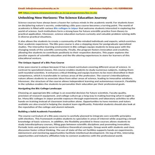 Unlocking New Horizons: The Science Education Journey